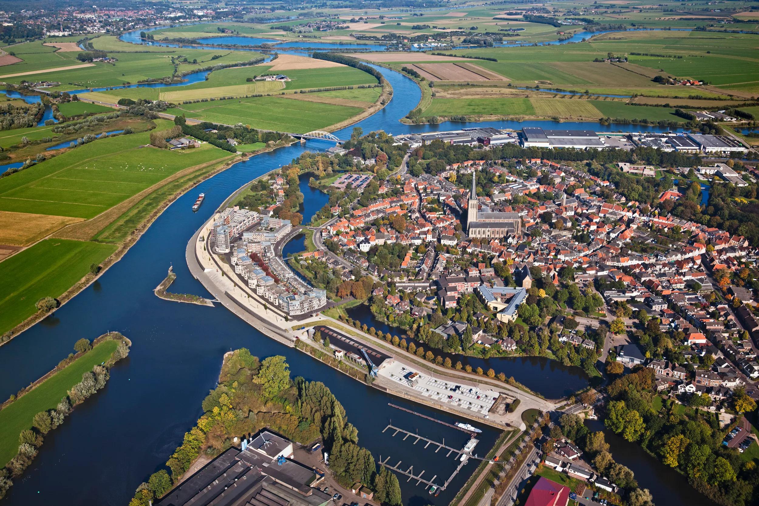 Netherlands, Doesburg, Fortified city at IJssel river. Aerial