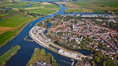 Netherlands, Doesburg, Fortified city at IJssel river. Aerial