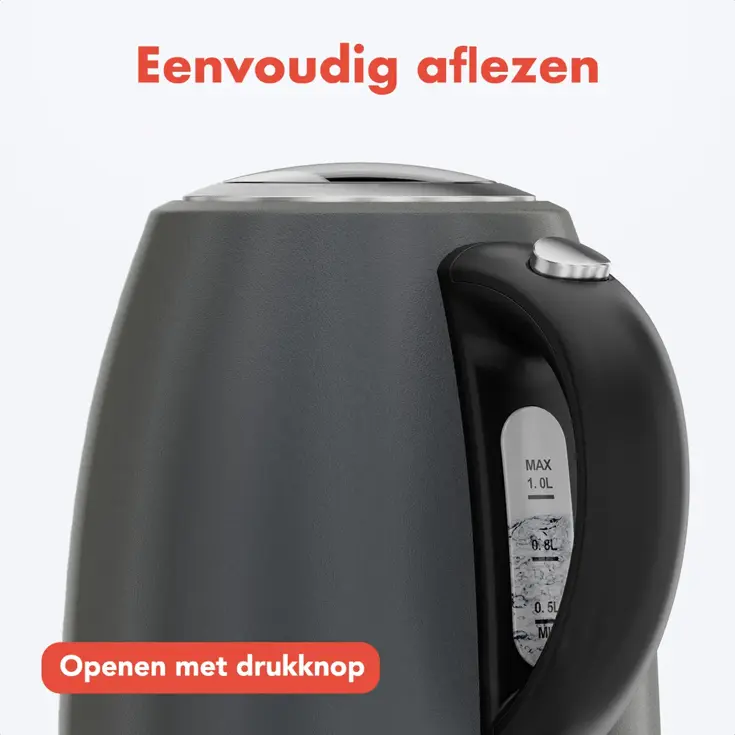 Waterkoker – 1L – Titanium Grijs/RVS