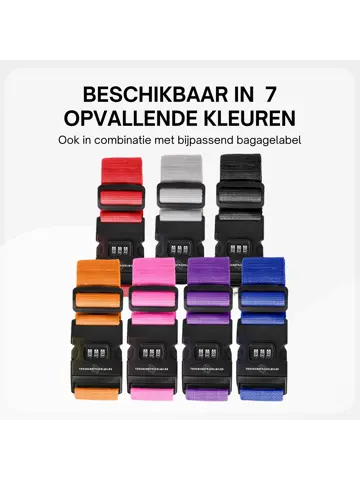 Kofferriem met cijferslot 180 cm – Zwart