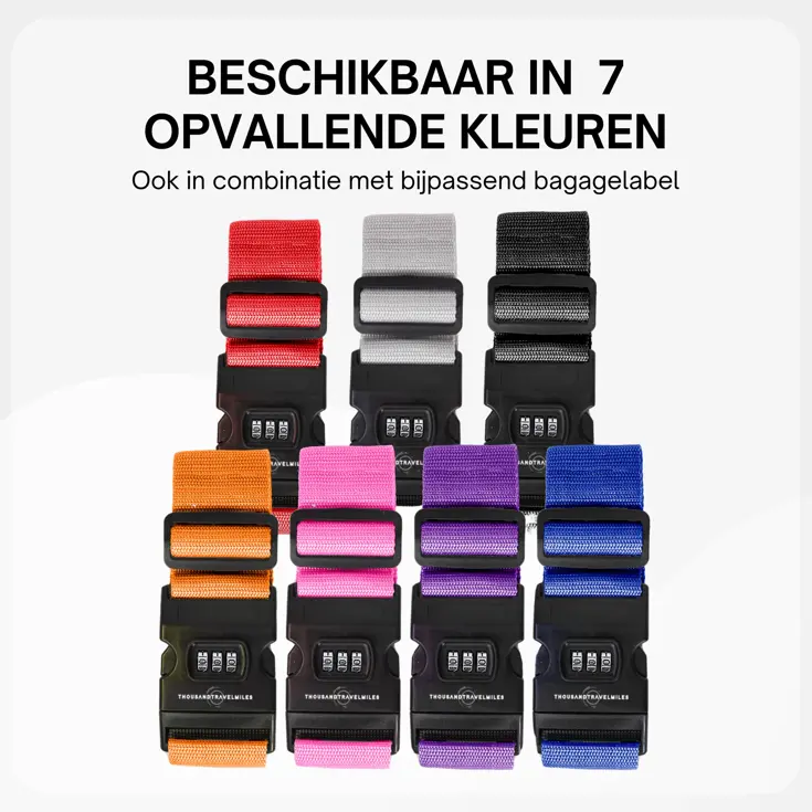 Kofferriem met cijferslot 180 cm – Blauw