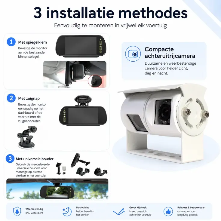 Dubbele achteruitrijcamera 7 inch scherm