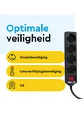 Stekkerdoos 4‑voudig met schakelaar – 3 m