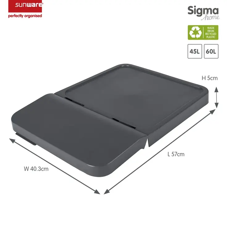Sigma home - Prullenbak + deksel 60L - 2-dlg