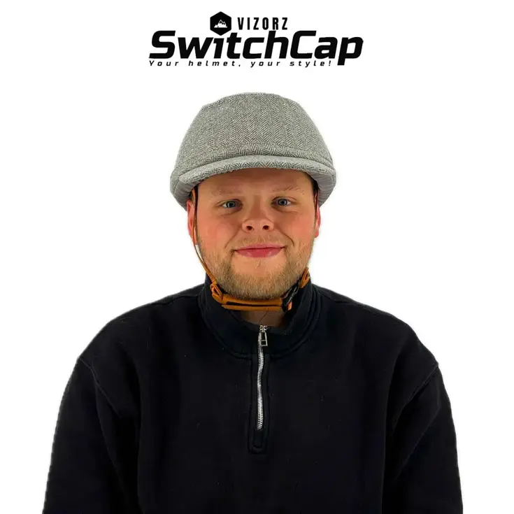 Vizorz SwitchCap fietshelm - Grey woolly cap