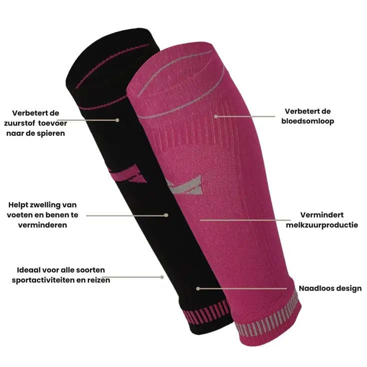 2 paar - Compressie Kuit Sleeves - Sport & Reizen