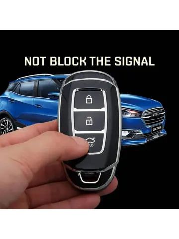 TPU Sleutelhoesje voor Hyundai zwart,zilver D3