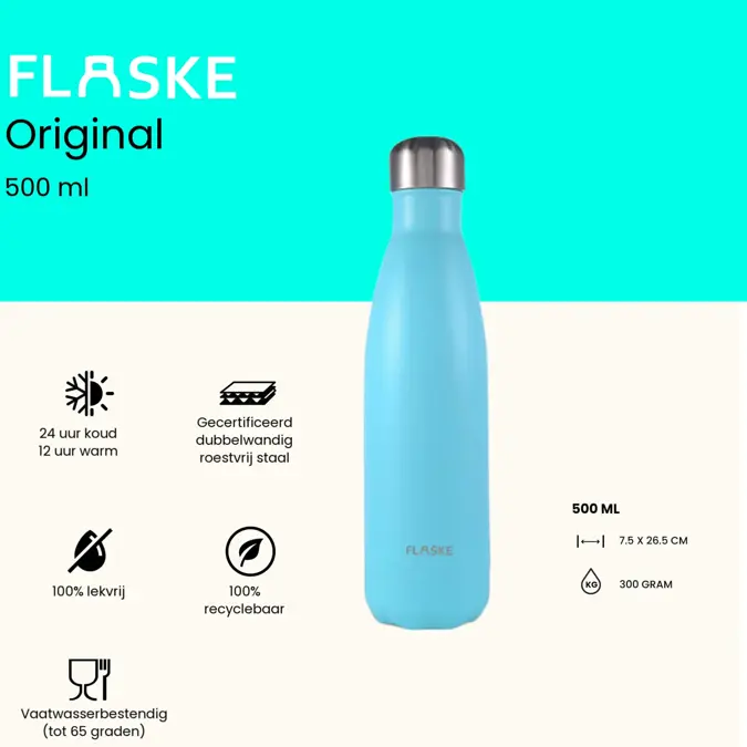 FLASKE 500 ml  RVS Drinkfles