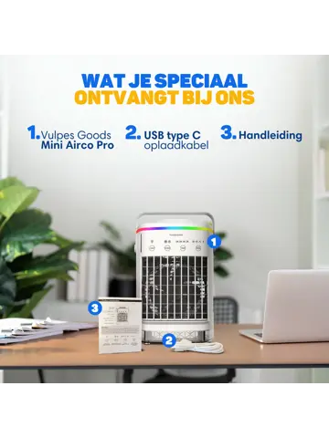 Mini Airco PRO - Tafelventilator incl Timer