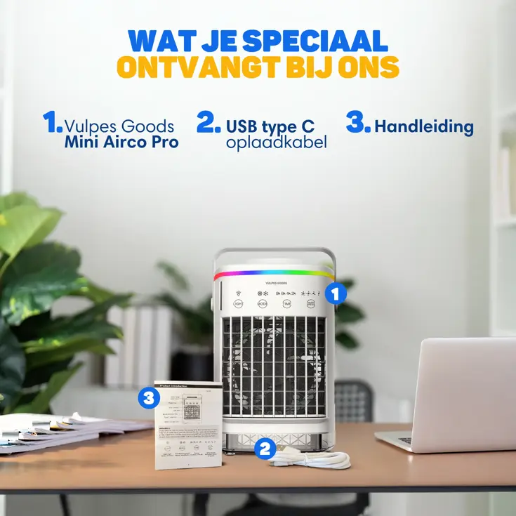 Mini Airco PRO - Tafelventilator incl Timer