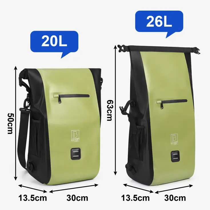 3-in-1 rolltop fietstassen 40-52L