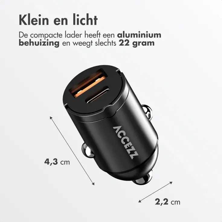 Autolader - 1x USB-C & 1x USB - 65W