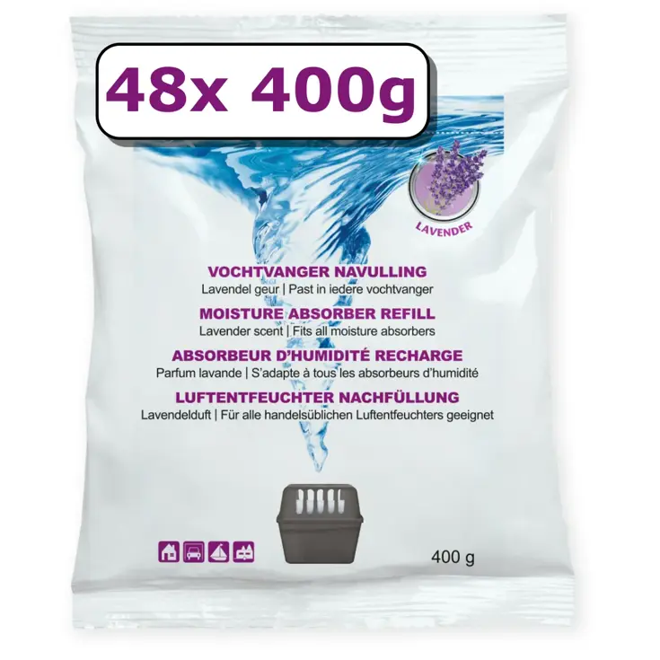 Vochtvanger navulling - 48x - 400 gram - lavendel