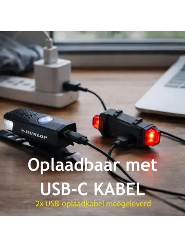 Dunlop Fietslamp Set Oplaadbaar -