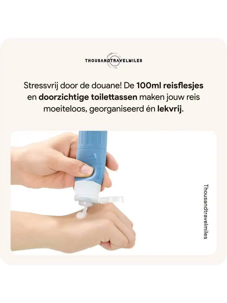 Reisflesjes en Toilettassen –14 delig- Pastel