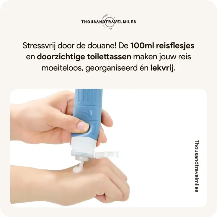 Reisflesjes en Toilettassen –14 delig- Pastel