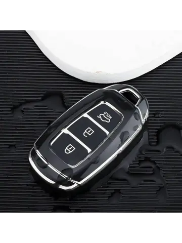 TPU Sleutelhoesje voor Hyundai zwart,zilver D3