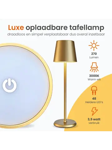 Essence Tafellamp Oplaadbaar - 38cm - LED
