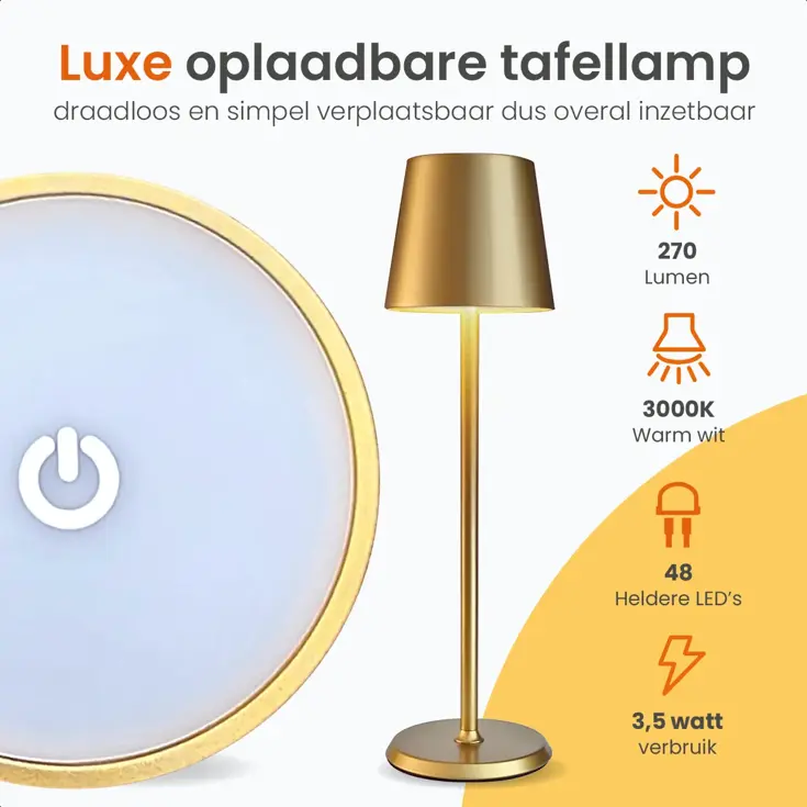 Essence Tafellamp Oplaadbaar - 38cm - LED