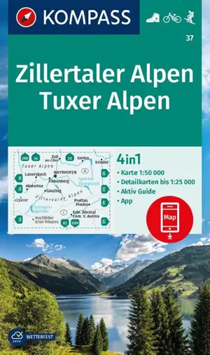 Kompass Wandelkaart 37 Zillertaler Alpen, Tuxer Alpen