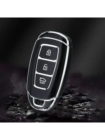 TPU Sleutelhoesje voor Hyundai zwart,zilver D3