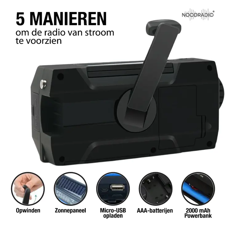Noodradio® Solar Opwindbaar Met Batterijen