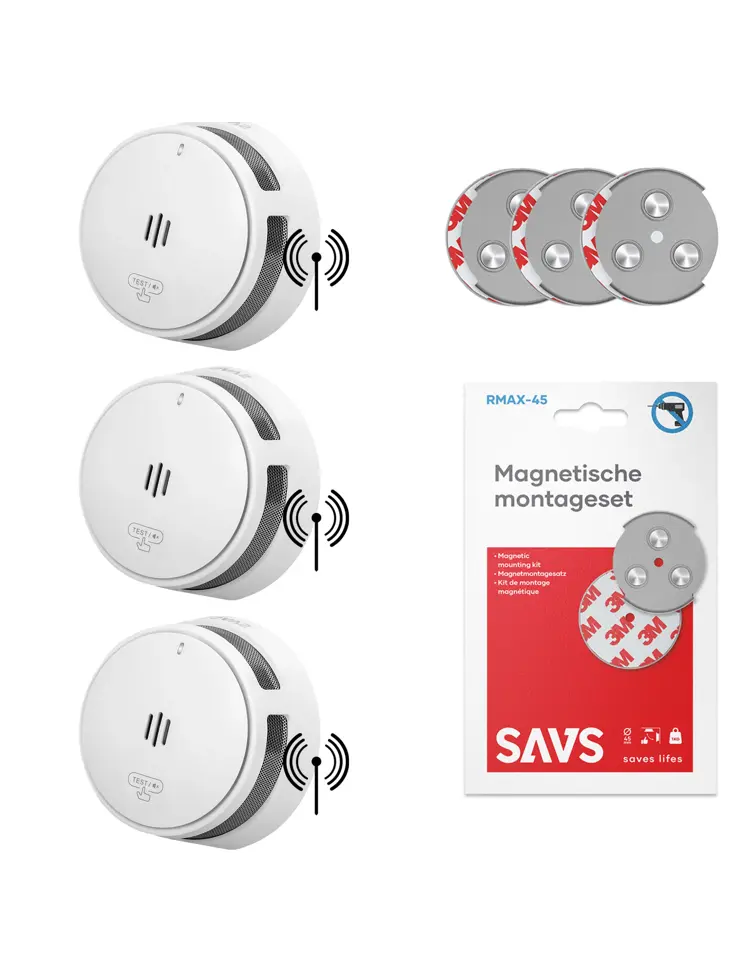 S10-W Koppelbare rookmelder met magneet 3pack