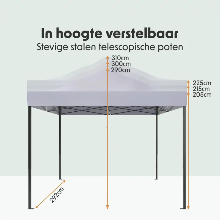 Partytent – 3x3 m – Easy-Up – Donkergrijs
