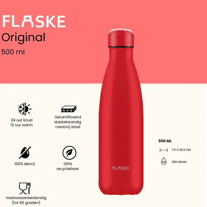 FLASKE 500 ml RVS Drinkfles