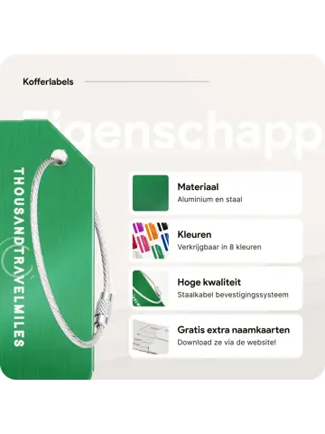 Aluminium kofferlabels – 4 stuks – Groen