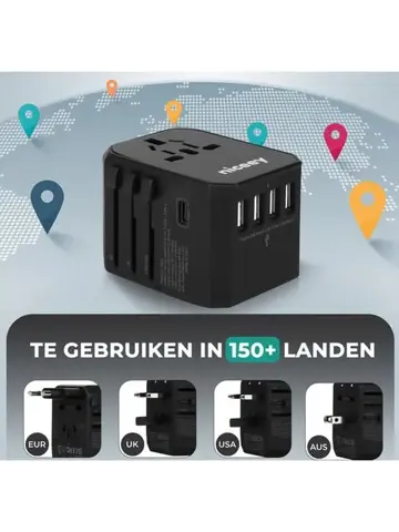 Universele wereldstekker met USB-poorten