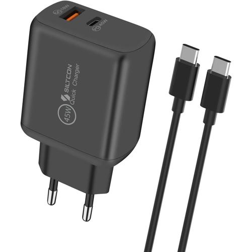 USB-C Snellader - 45W + USB-A 18W - 2m