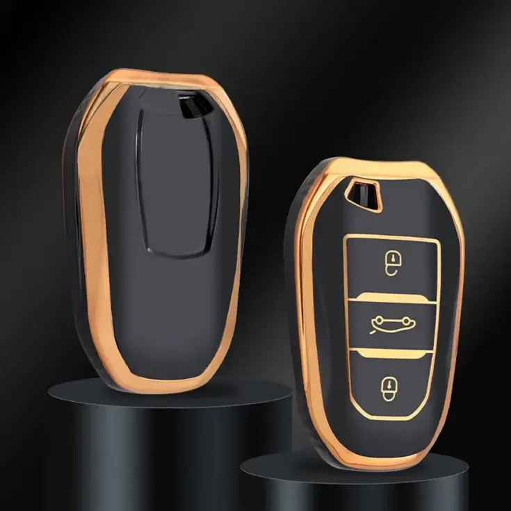 TPU Sleutelhoesje voor Peugeot goud B3