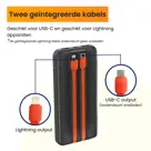 R2B Powerbank 10000 mAh met Ingebouwde Kabels