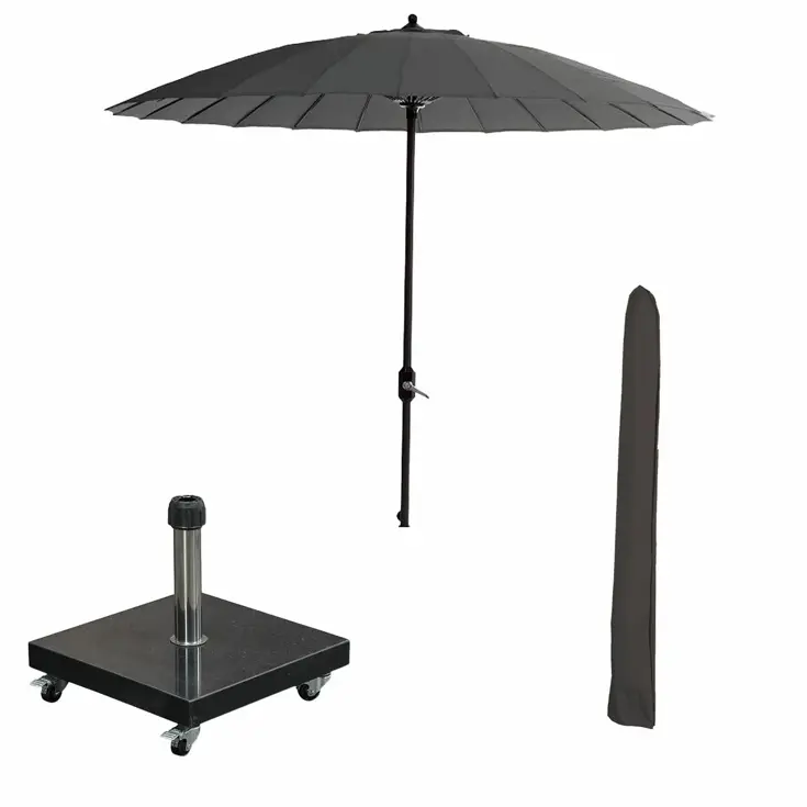 Manilla Stokparasol incl voet en hoes