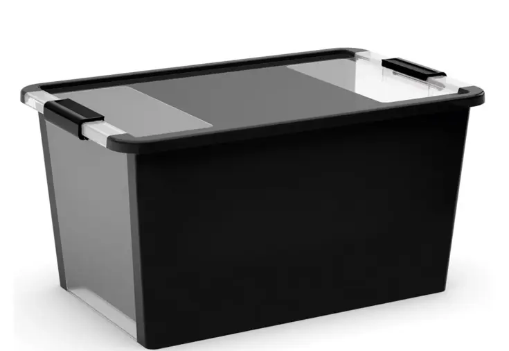 Bi Opbergbox L - 40L - zwart/transparant