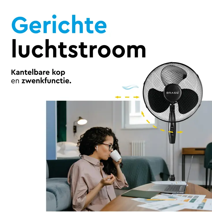 Statiefventilator 40 cm – verstelbaar – 3 standen