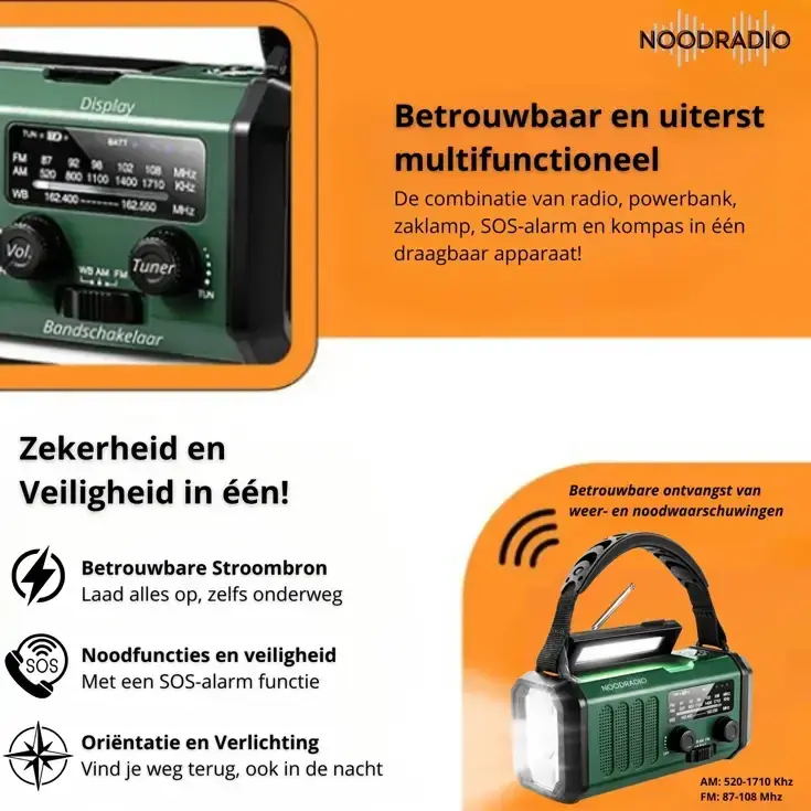 Noodradio 10.000mAh + Zaklamp