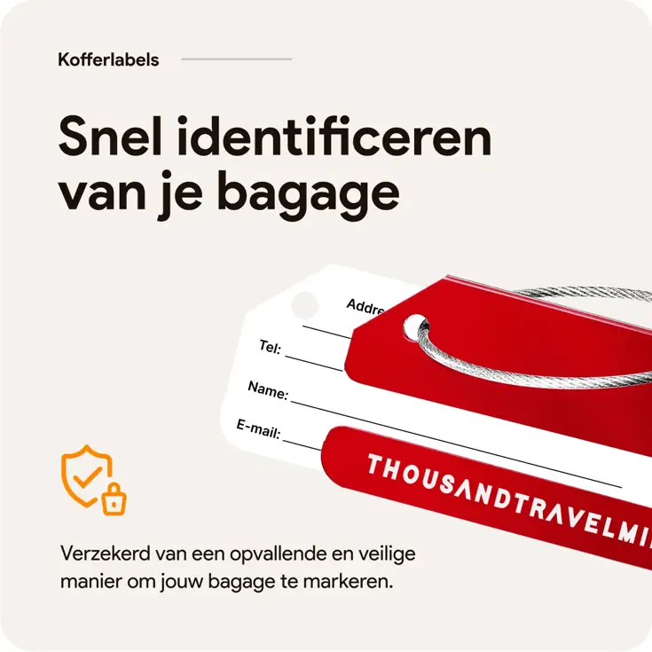 Aluminium Bagagelabel – 4 stuks – Rood