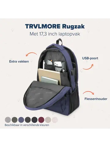 Rugtas – 36L – 17,3 Inch – Blauw