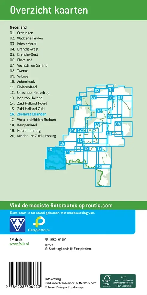 Fietskaart VVV 16 Zeeuwse Eilanden