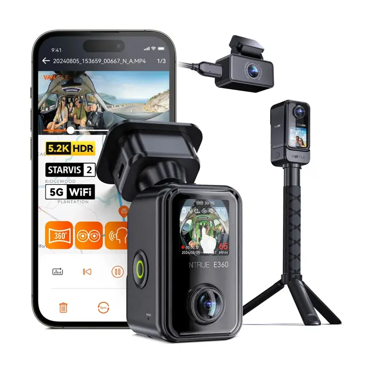 E360 Ace Cloud 5K 3CH Wifi GPS 360 graden dashcam