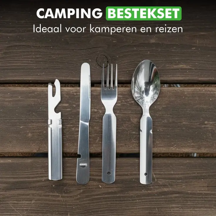 Reisbestek Set – Campingbestek To-Go Zilver