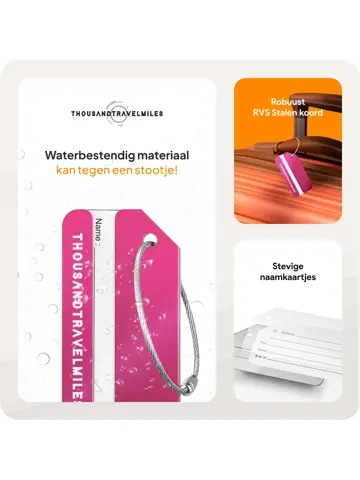 Aluminium Bagagelabel – 2 stuks – Roze