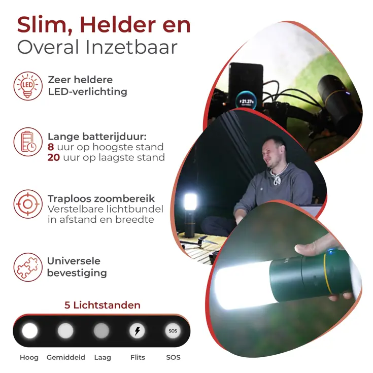 PowerSnap 12W LED-Zaklamp 400m Bereik SOS