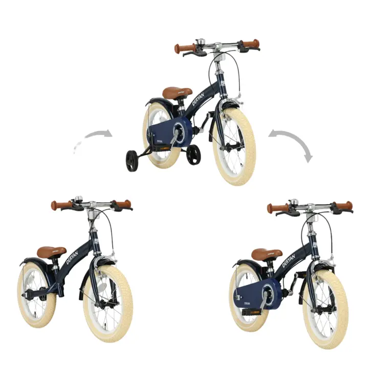 Luxe Kinderfiets 14 inch - 3 in 1 - Loopfiets