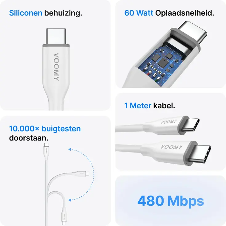 Connect C610 - USB-C Kabel - 60W 1M 2-pack