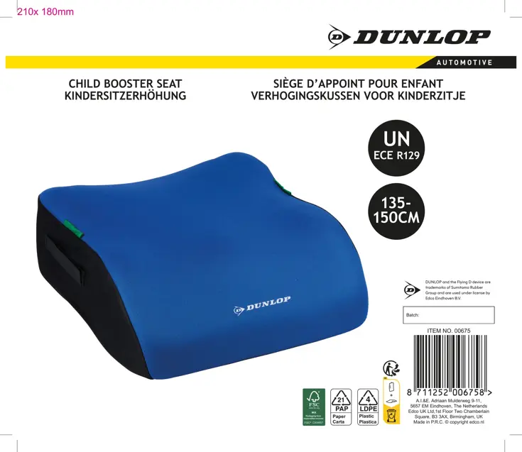 Kinderzitverhoger Blauw Auto ECE R129