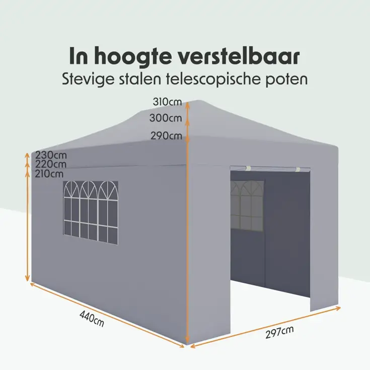 Partytent met Zijwanden – 3x4.5 m – Donkergrijs