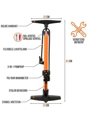 Fietspomp 12 Bar - Drukmeter
